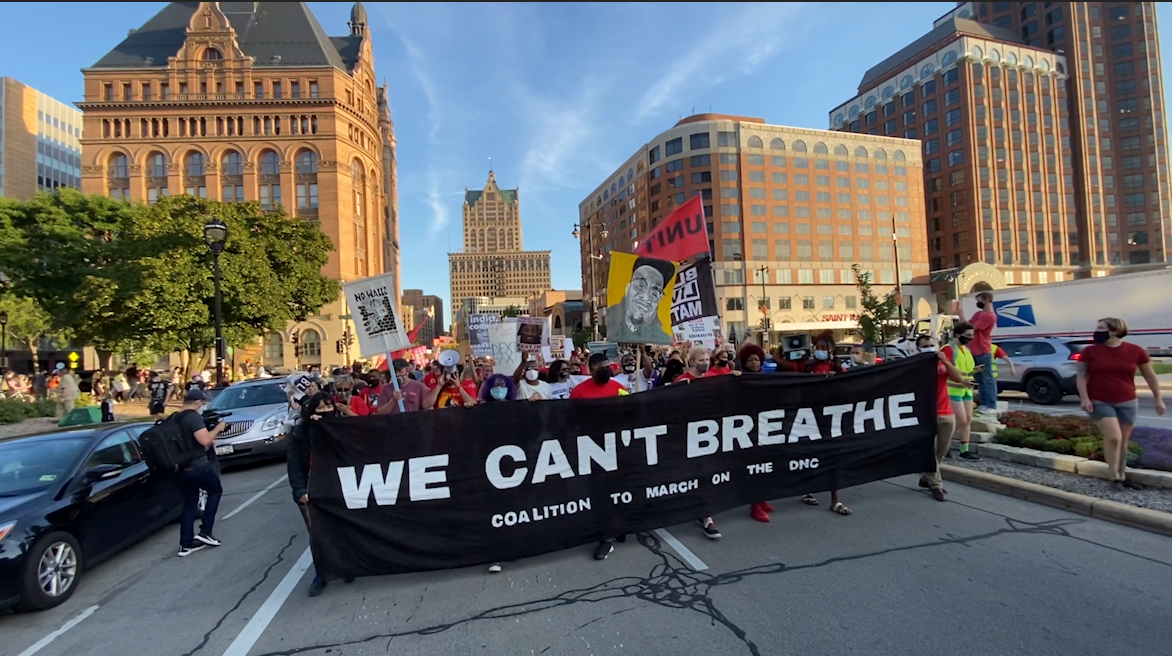 Protesters Make Their Voices Heard on Final Night of the DNC