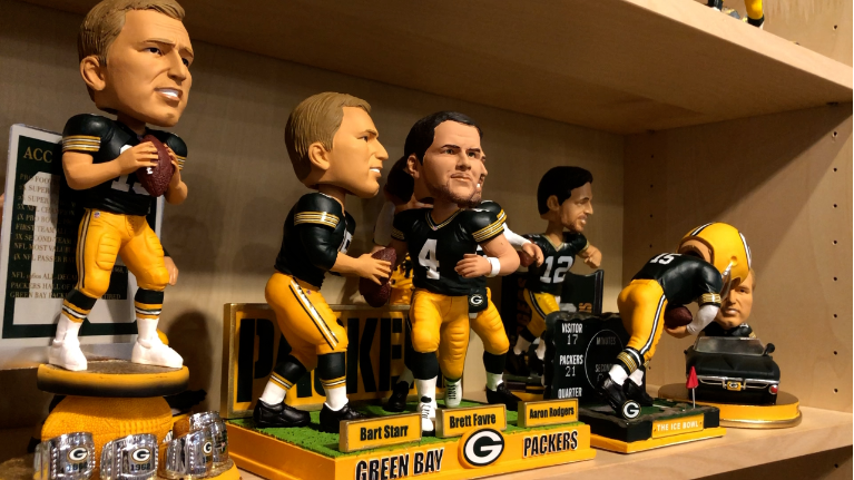 Aaron Rodgers, Brett Favre, Bart Starr Green Bay Packers Quarterback  Bobblehead