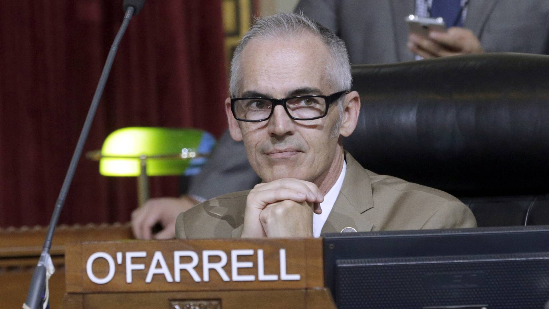 L.A. City Councilman Mitch O’Farrell is seen in Council Chambers Nov. 18, 2015. O'Farrell and Council President Nury Martinez introduced a proposal last week to use $10 million in federal CARES Act funding to protect renters from eviction amid the pandemic. (AP Photo/Nick Ut)