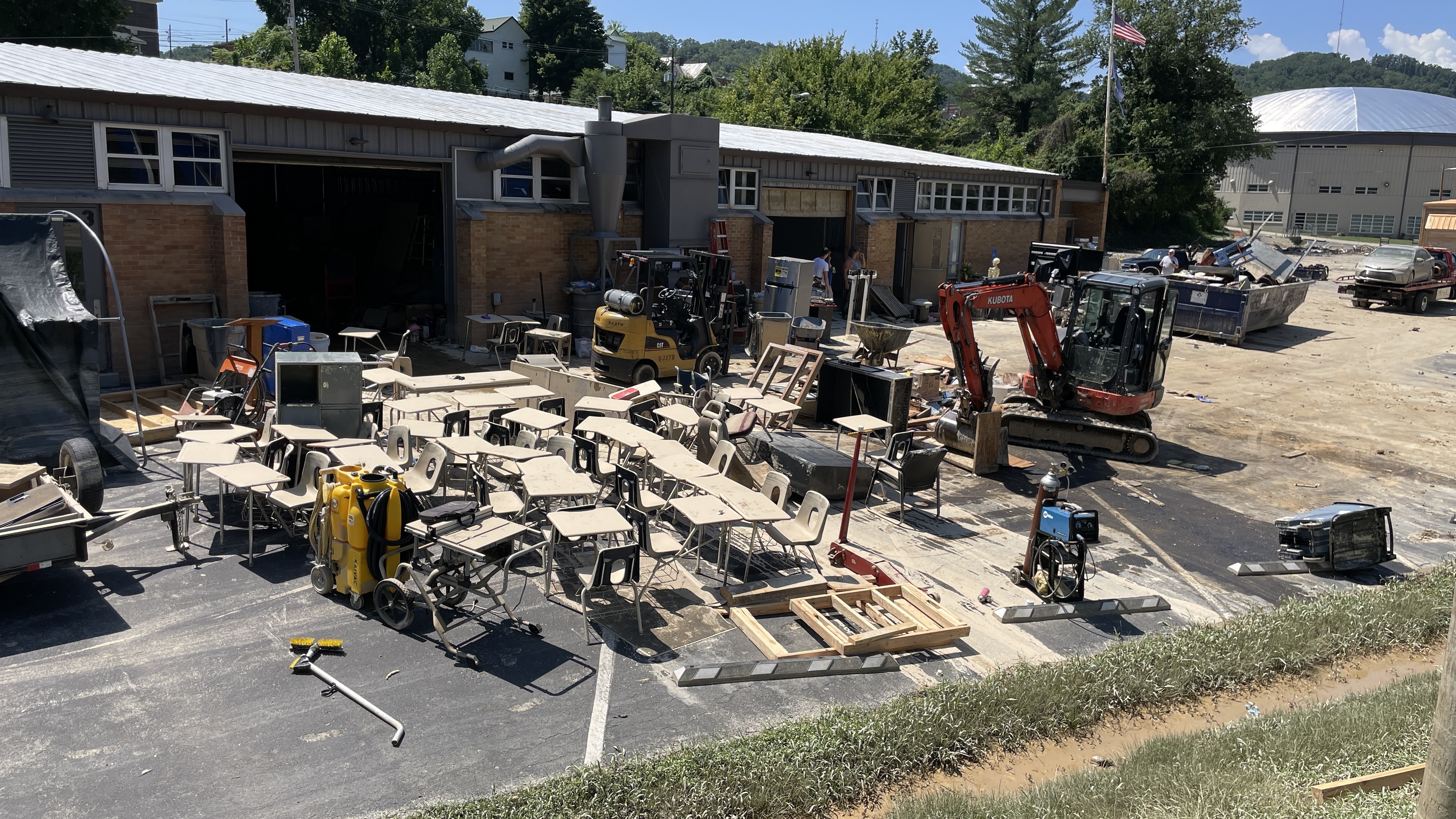 Everything inside the Breathitt County Area Technology Center is a complete loss after flood waters rose to at least five cinder blocks high (Spectrum News 1/Mason Brighton)